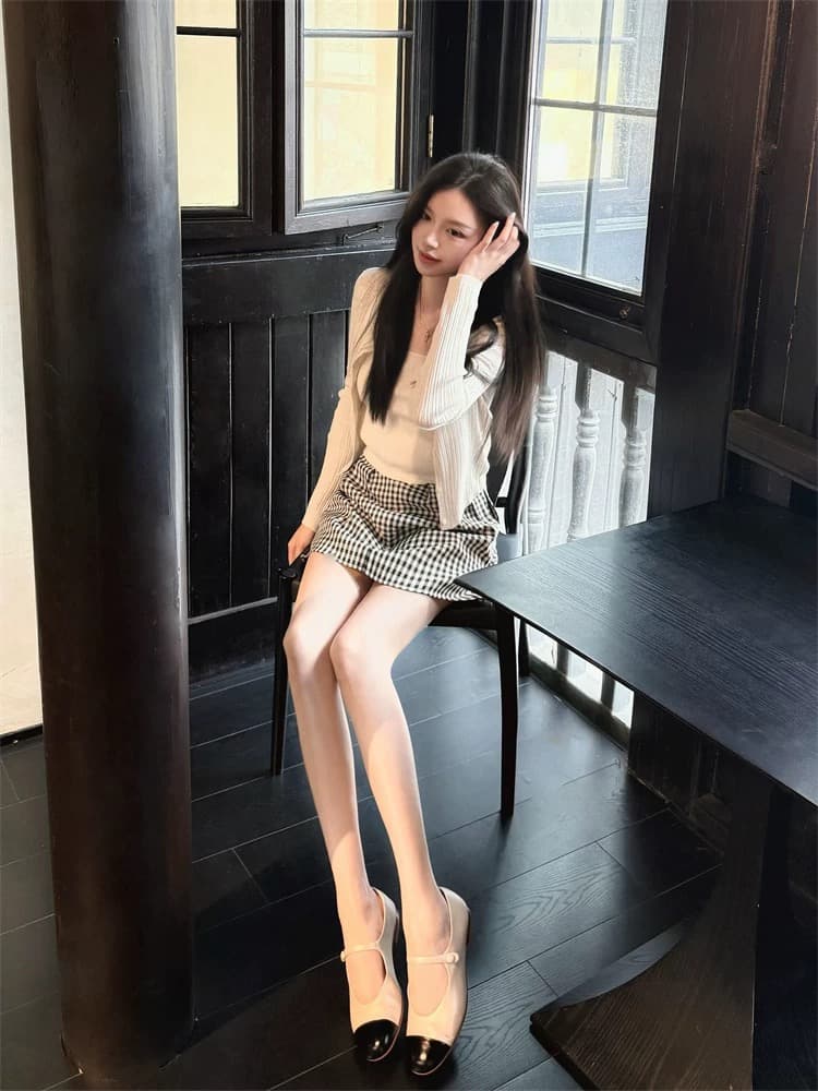 한 부서 부드러운 바람 슈퍼 잘 생긴 오픈 가디건 슬립 맨위 반신 스커트 세 조각 세트 2025 여름 슈퍼 화재 전체 집합 이미지 3