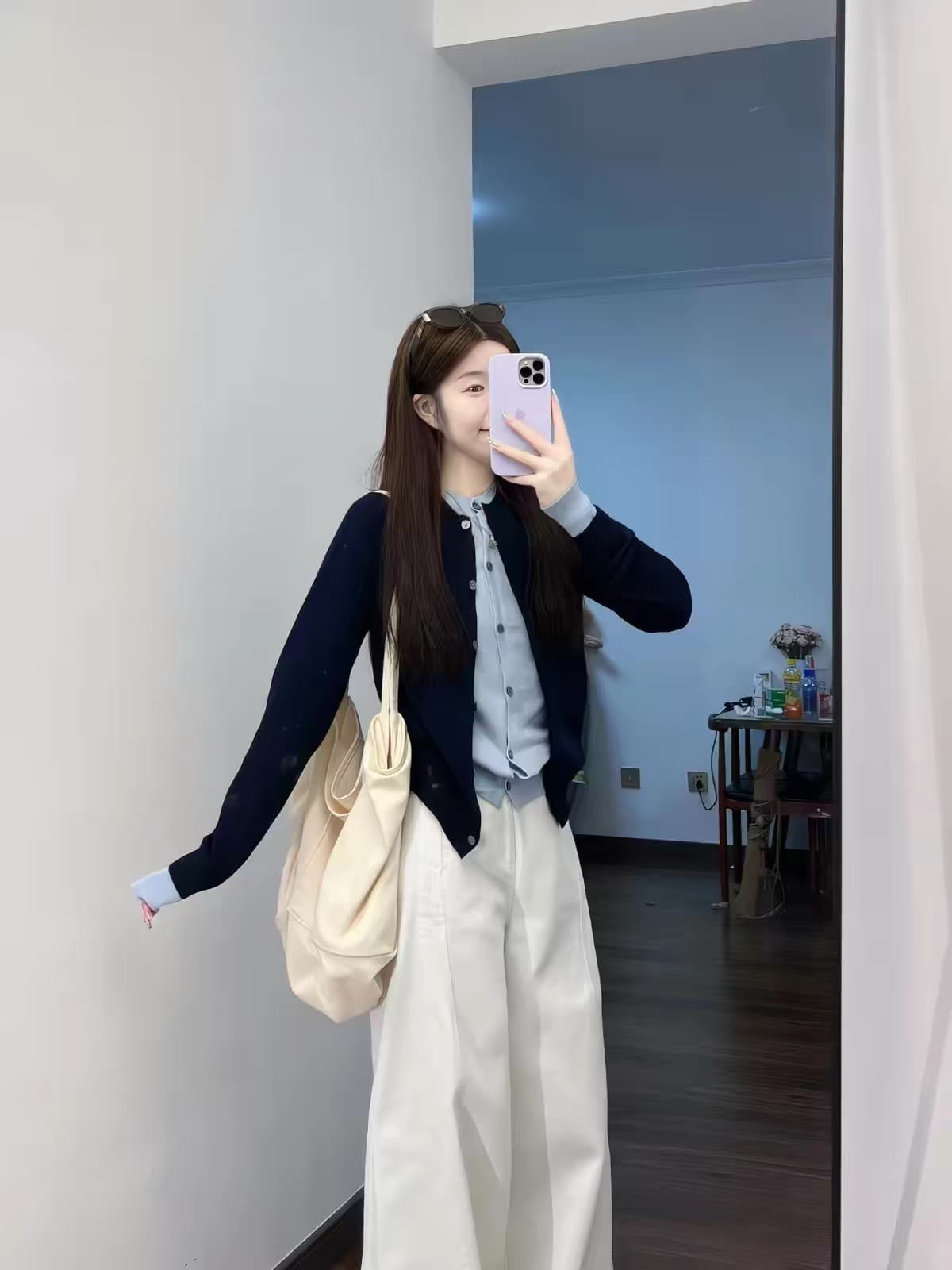 한 부서 배색 패치워크 페이크 레이어드 스웨터 오픈 가디건 여성 가을 새로운 다용도 루즈핏 맨위 슬림해 보이는 니트 재킷 이미지 2
