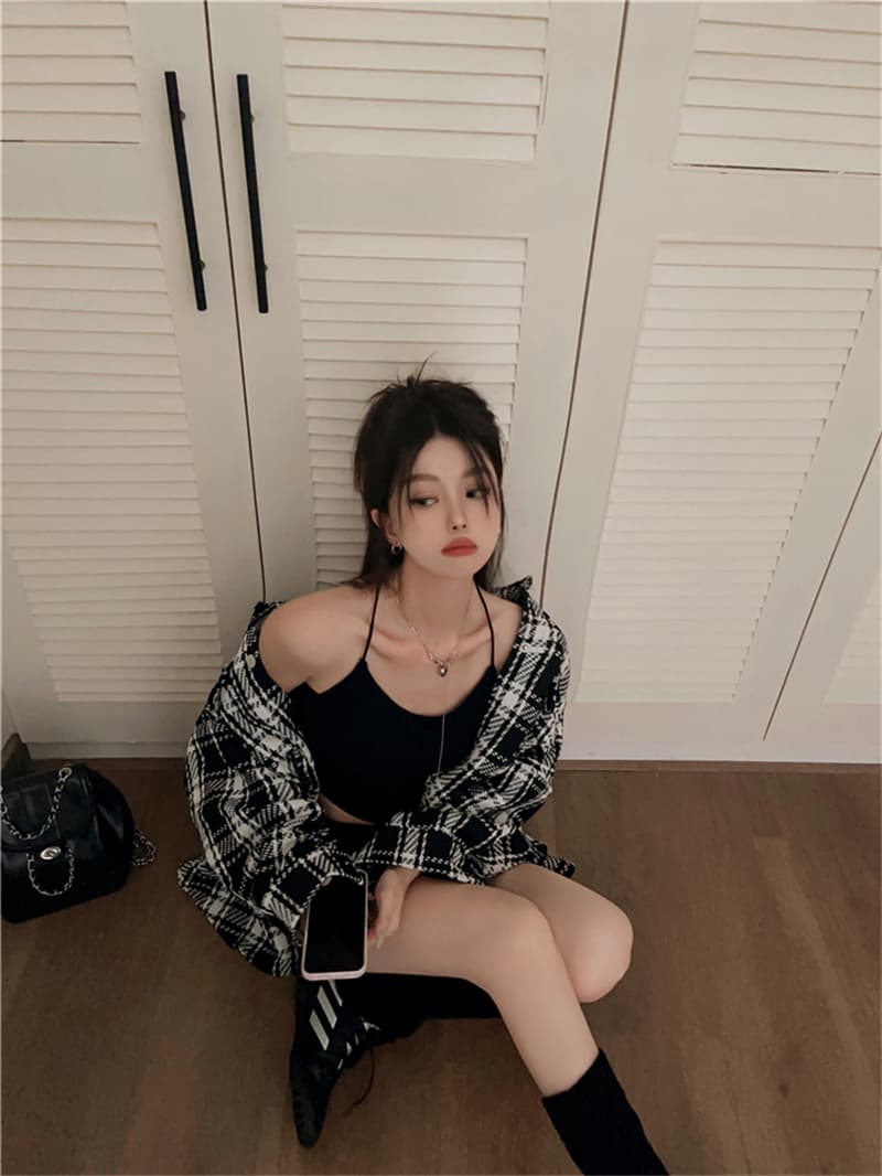 실사 정가 이른 가을 한국 스타일 레트로 격자 무늬 셔츠 재킷 디자인 센스 작은 대중 차 휴식 느긋한 바람 루즈핏 맨위 상세 이미지 11
