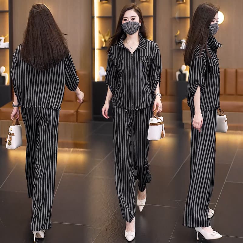실사 2026 여름 드레스 새로운 패션 외국 가스 슬림해 보이는 표지 고기 통통한 여동생 투피스 세트 품격 빅 사이즈 여성 의류 세트 이미지 2