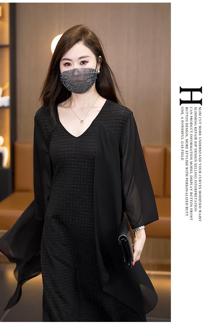 실사 2026 여름 드레스 새로운 패션 품격 빅 사이즈 드레스 슬림해 보이는 연령 감소 통통한 여동생 외국 가스 치마 상세 이미지 13
