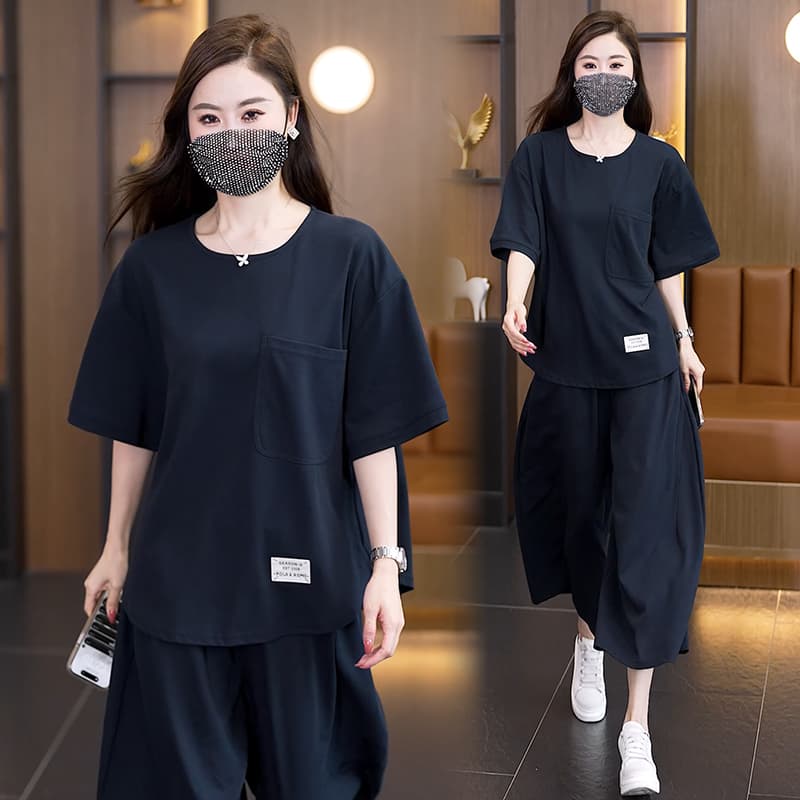 실사 2026 여름 드레스 새로운 패션 품격 빅 사이즈 루즈핏 슬림해 보이는 표지 고기 통통한 여동생 외국 가스 다용도 투피스 세트 이미지 4
