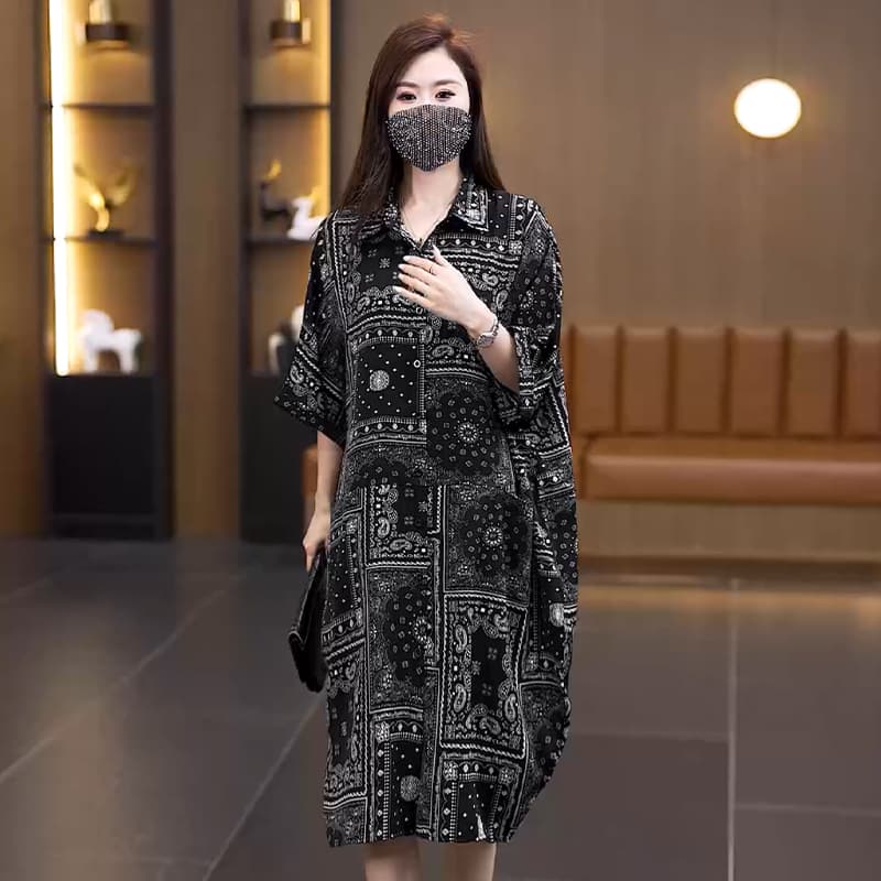 실사 2026 여름 드레스 새로운 패션 루즈핏 외국 가스 빅 사이즈 드레스 슬림해 보이는 표지 고기 통통한 여동생 셔츠 치마 이미지 2