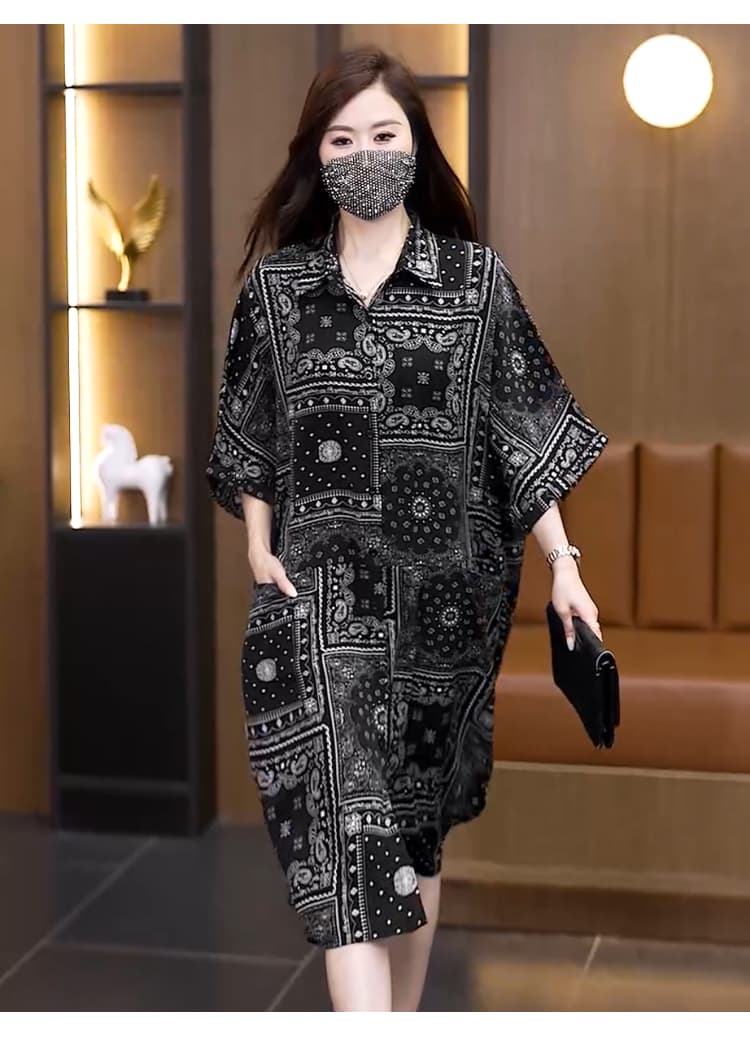 실사 2026 여름 드레스 새로운 패션 루즈핏 외국 가스 빅 사이즈 드레스 슬림해 보이는 표지 고기 통통한 여동생 셔츠 치마 상세 이미지 14