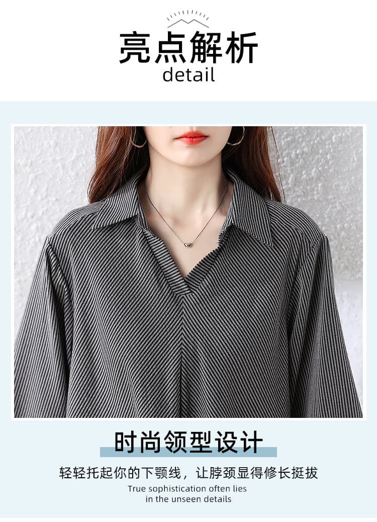 실사 2026 여름 드레스 새로운 패션 체크무늬 프린트 루즈핏 지방 mm 외국 가스 작은 셔츠 품격 슬림해 보이는 빅 사이즈 셔츠 상세 이미지 5