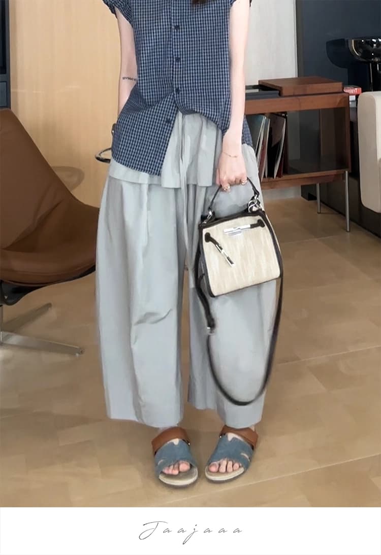 jaajaaa 치자 나무 꽃 청 비 도시 느슨함 센스 패션 방귀 커튼 풍선 바지 다용도 캐주얼 공기 바지 상세 이미지 4