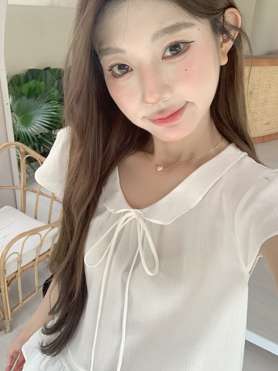 실사 베이비 칼라 핑크색 반팔 셔츠 맨위 몸매 가꾸기 타이트 스커트 반신 스커트 바지 상세 이미지 4