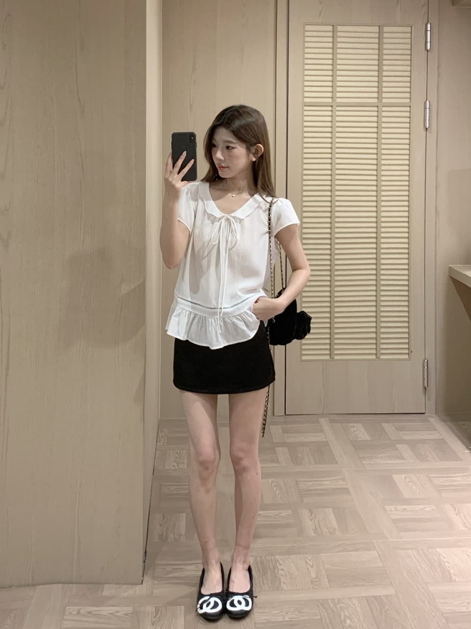 실사 베이비 칼라 핑크색 반팔 셔츠 맨위 몸매 가꾸기 타이트 스커트 반신 스커트 바지 상세 이미지 19