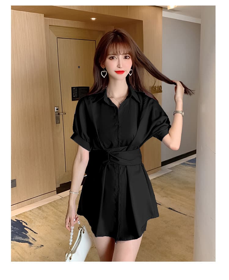 2026 새로운 모유 수유 품격 슬림해 보이는 레이스 업 셔츠 맨위 세트 패션 다용도 밴딩 상세 이미지 3