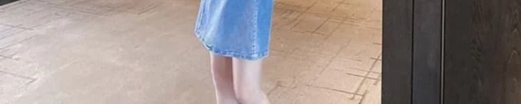 임산부 수유 2026 여름 페이크 레이어드 데님 패치워크 인터넷 유명인 슬림해 보이는 체크무늬 셔츠 칼라 점프 슈트 상세 이미지 16