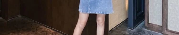임산부 수유 2026 여름 페이크 레이어드 데님 패치워크 인터넷 유명인 슬림해 보이는 체크무늬 셔츠 칼라 점프 슈트 상세 이미지 26