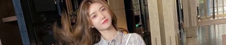 임산부 수유 2025 여름 페이크 레이어드 데님 패치워크 인터넷 유명인 슬림해 보이는 체크무늬 셔츠 칼라 드레스 상세 이미지 9