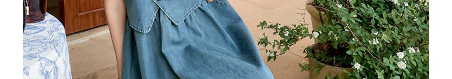 임산부 수유 페이크 레이어드 패치워크 데님 여성 드레스 여름 학원 스타일 레트로 작은 키 허리 수축 A라인 스커트 상세 이미지 13