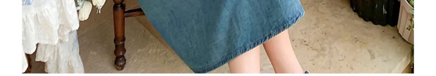 임산부 수유 페이크 레이어드 패치워크 데님 여성 드레스 여름 학원 스타일 레트로 작은 키 허리 수축 A라인 스커트 상세 이미지 15
