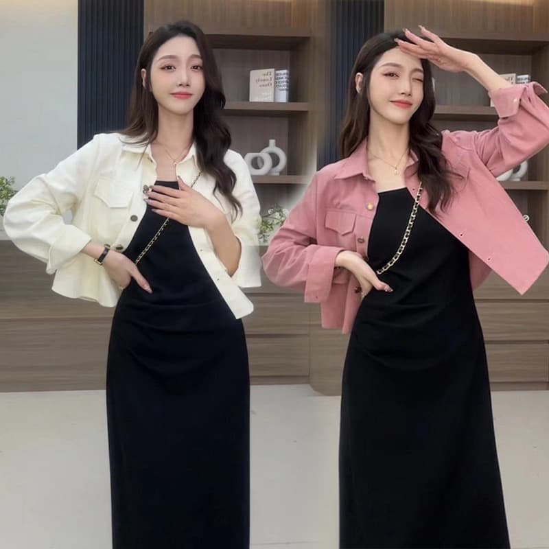 2026 봄 가을 모유 수유 나가라. 매운맛 엄마 섹션 출산 후 먹이주기 옷 프랑스식 슬립 수유 점프 슈트 치마 세트 상세 이미지 2