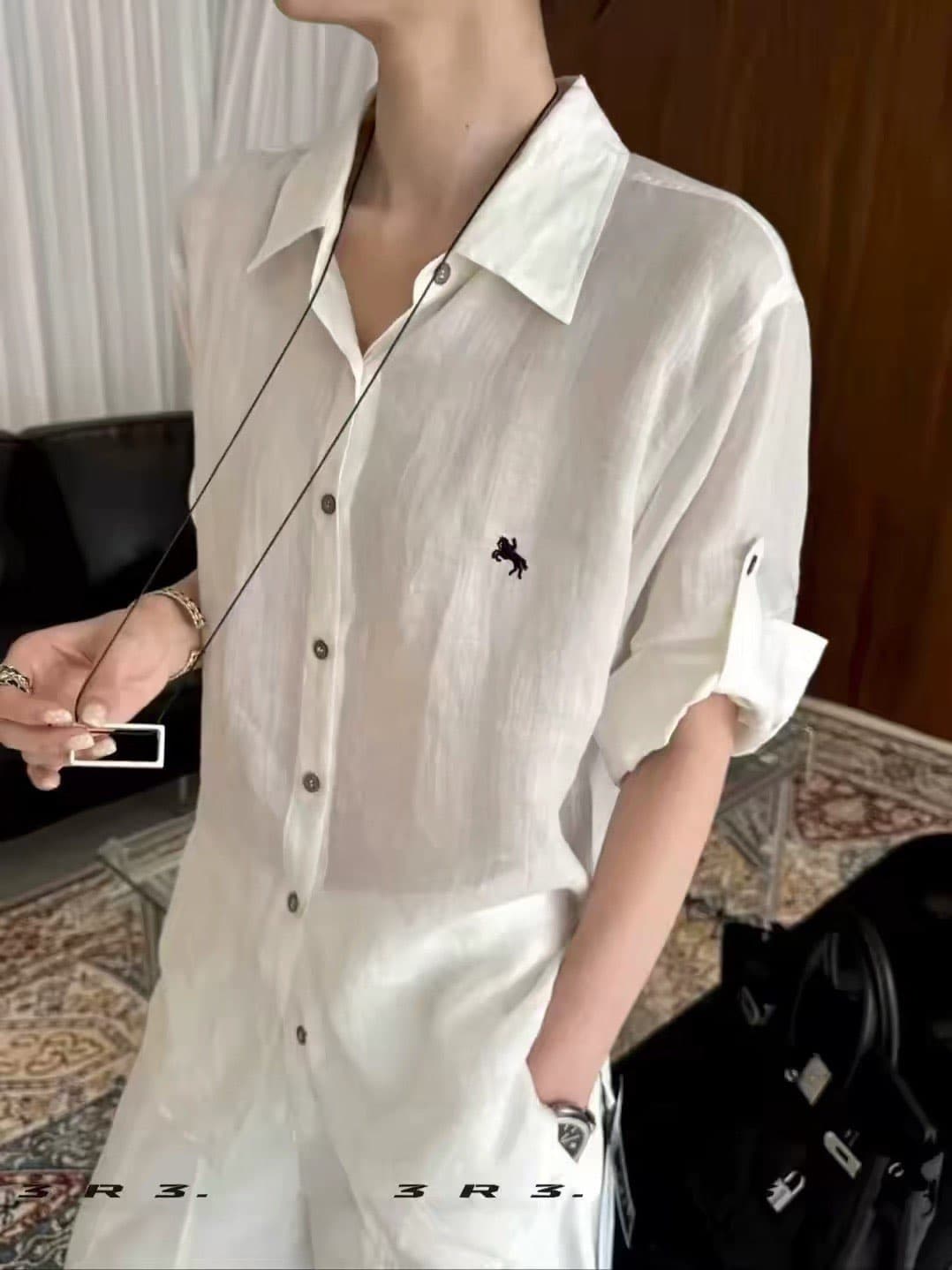라미 오래된 돈 바람 여성 셔츠 익스트림 제인 롤 슬리브 폴로 칼라 셔츠 2026 새로운