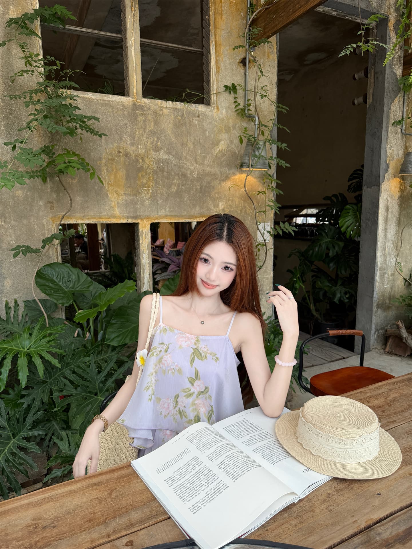 실사 프린트 고급 센스 무거운 작업 생선뼈 자수 슬립 드레스 꽃무늬 드레스 상세 이미지 19