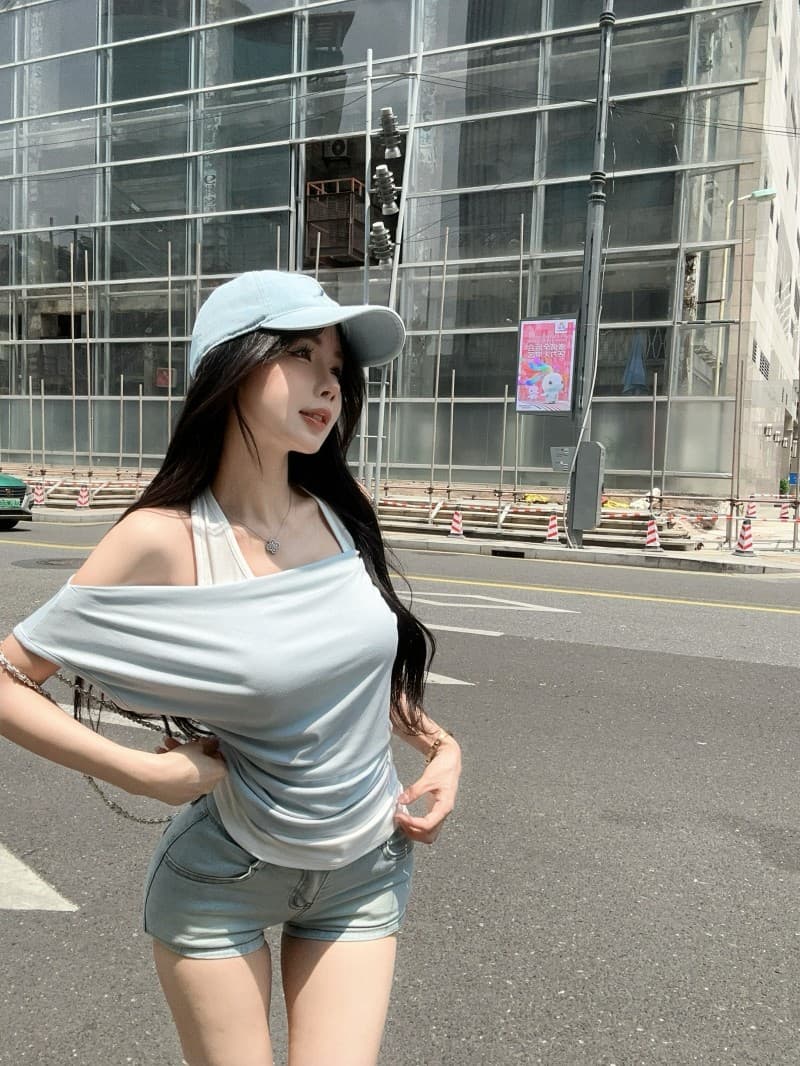 실사 정가 감소되지 않음 디자인 센스 작은 패치워크 페이크 레이어드 맨위 흔들다 칼라 몸매 가꾸기 슬림해 보이는 티셔츠 상세 이미지 3