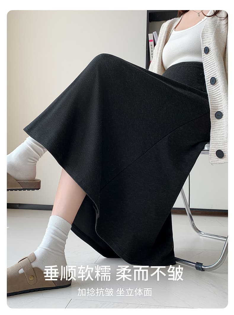 실사 임산부 반신 스커트 봄 가을 찹쌀 반 스커트 임산부 치마 가을 겨울 없음 복부 지지 롱 스커트 작은 키 출산 착용 상세 이미지 14