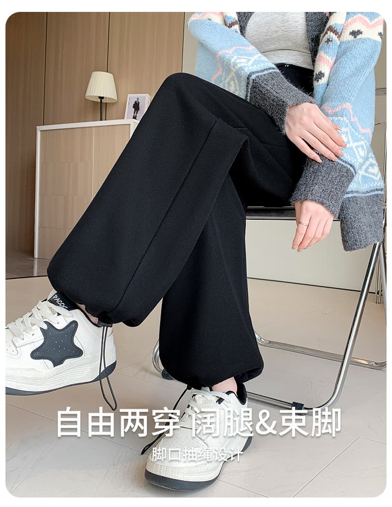 실사 털이 있는 임산부 운동 웨이 바지 루즈핏 조거 가을 겨울 의류 스트레이트 넓은 다리 아메리칸 캐주얼 봄 가을 임산부 바지 상세 이미지 11