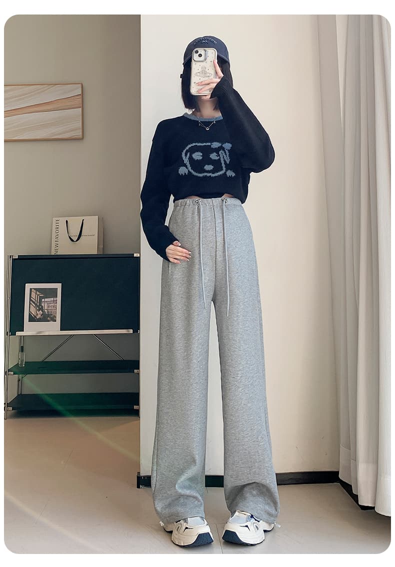 실사 털이 있는 임산부 운동 웨이 바지 루즈핏 조거 가을 겨울 의류 스트레이트 넓은 다리 아메리칸 캐주얼 봄 가을 임산부 바지 상세 이미지 22