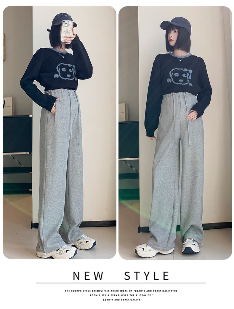 실사 털이 있는 임산부 운동 웨이 바지 루즈핏 조거 가을 겨울 의류 스트레이트 넓은 다리 아메리칸 캐주얼 봄 가을 임산부 바지 상세 이미지 23