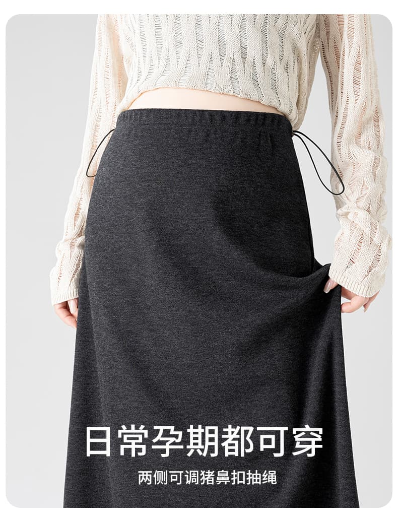 실사 모직 임산부 반신 스커트 가을 의상 반 스커트 한 마디 스트레이트 치마 가을 겨울 작은 키 중간 길이 타이트 스커트 상세 이미지 6