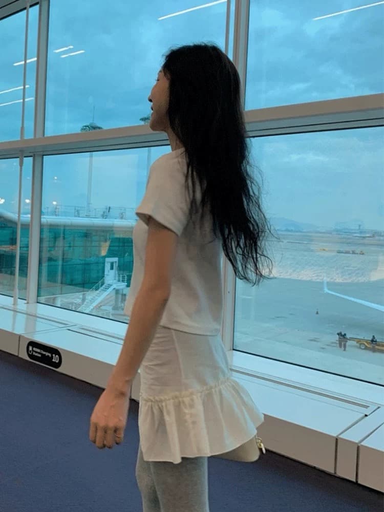 재고 있음 동대문 새로운 스택 착용 랩스커트팬츠 작은 청신 낭만주의 다용도 표지 넓적 다리 미니 스커트 상세 이미지 2