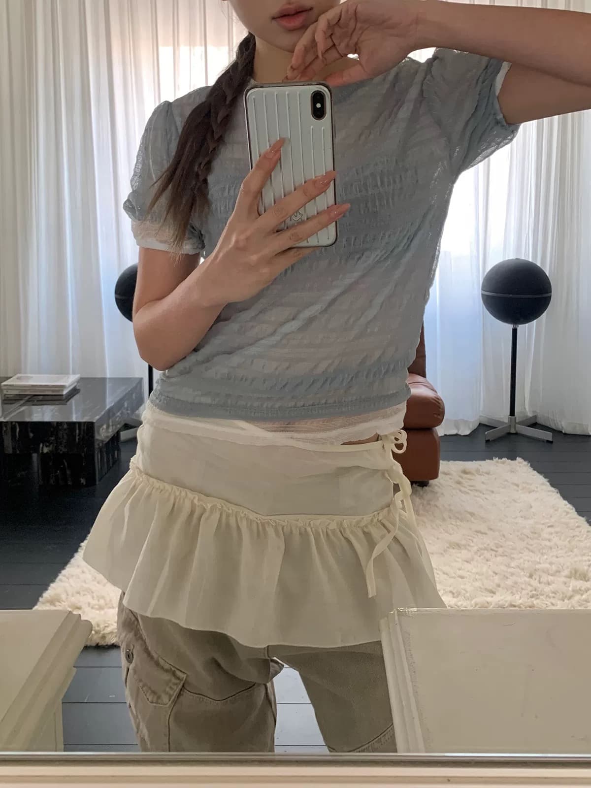 재고 있음 동대문 새로운 스택 착용 랩스커트팬츠 작은 청신 낭만주의 다용도 표지 넓적 다리 미니 스커트 상세 이미지 6