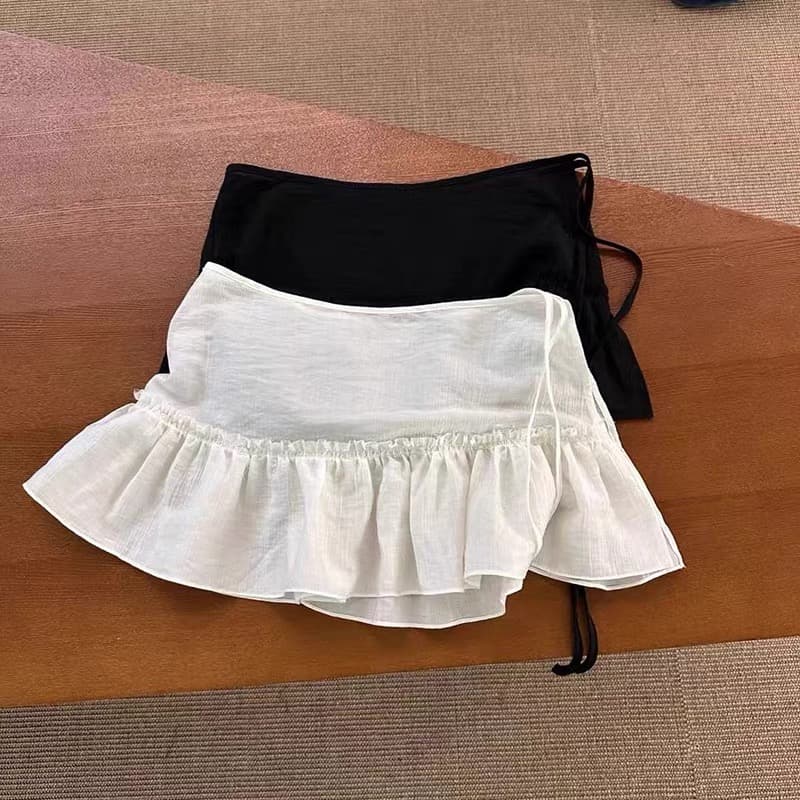 재고 있음 동대문 새로운 스택 착용 랩스커트팬츠 작은 청신 낭만주의 다용도 표지 넓적 다리 미니 스커트 상세 이미지 11