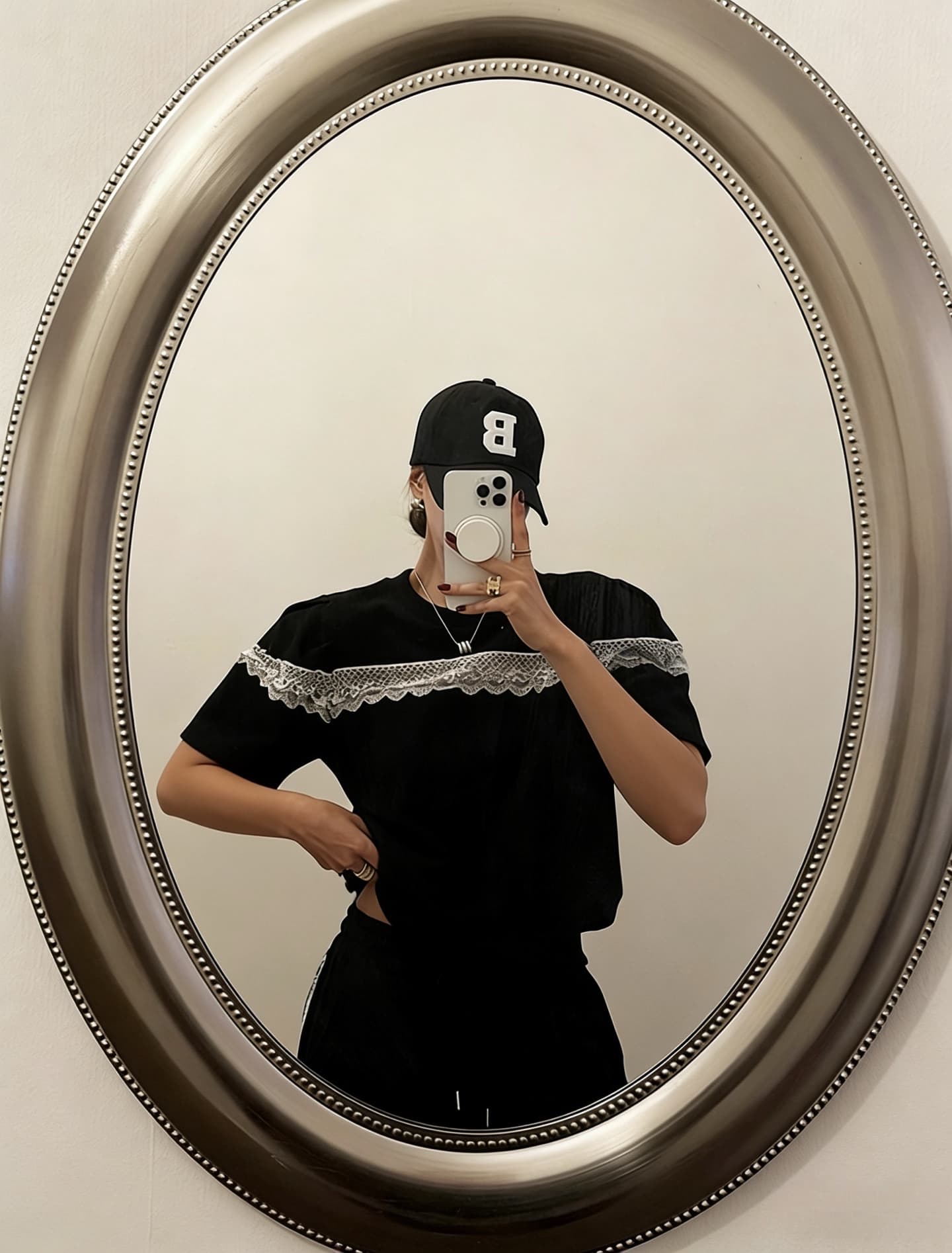 재고 있음 한 부서 패션 세트 레이스 레이스 꾸밈음 후드티 플러스 하이웨이스트 캐주얼 투피스 세트 상세 이미지 1