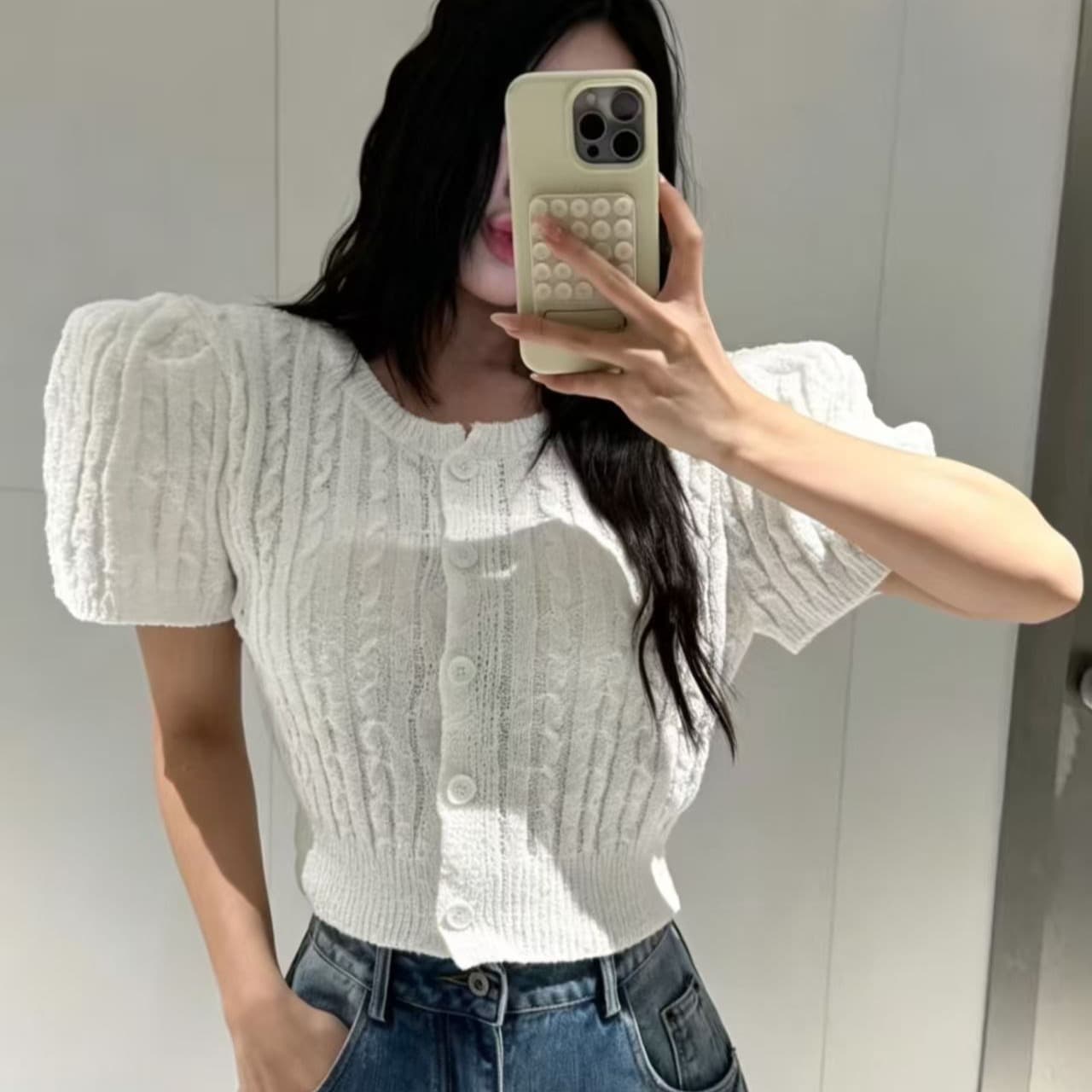 재고 있음 한국 동대문 봄 여름 부드러운 다용도 불규칙 프릴 셔츠