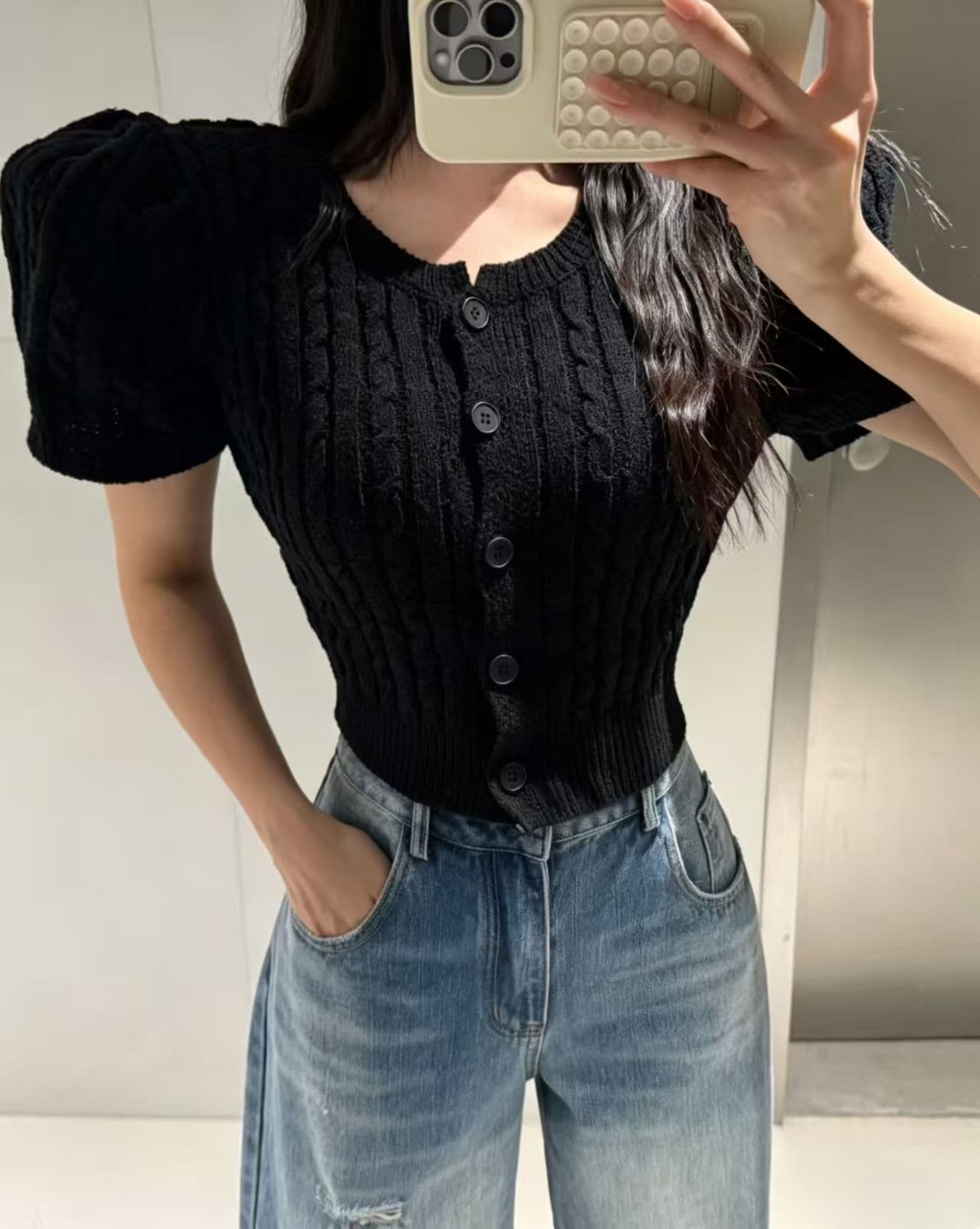 재고 있음 한국 동대문 봄 여름 부드러운 다용도 불규칙 프릴 셔츠 상세 이미지 1
