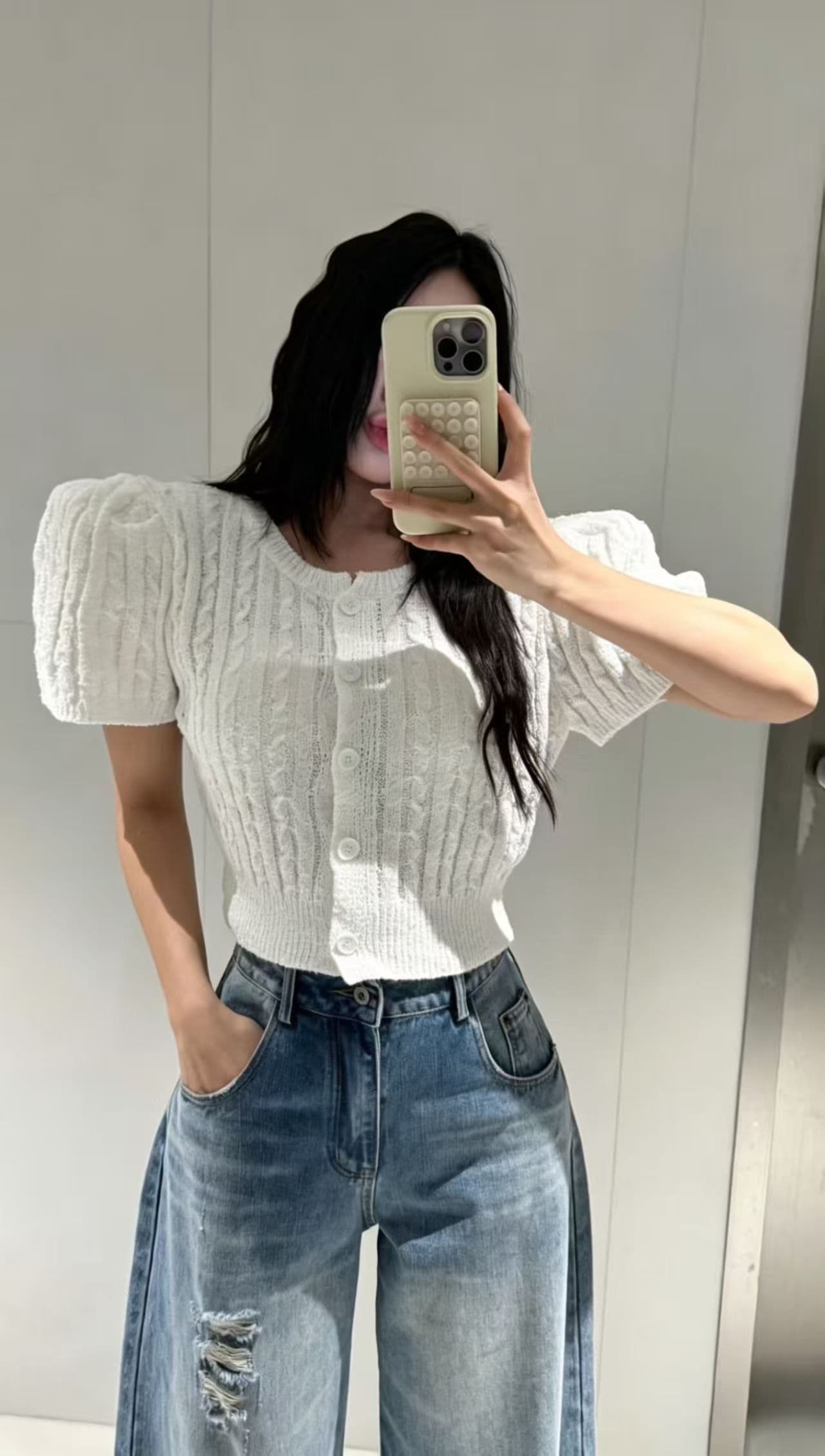재고 있음 한국 동대문 봄 여름 부드러운 다용도 불규칙 프릴 셔츠 상세 이미지 2