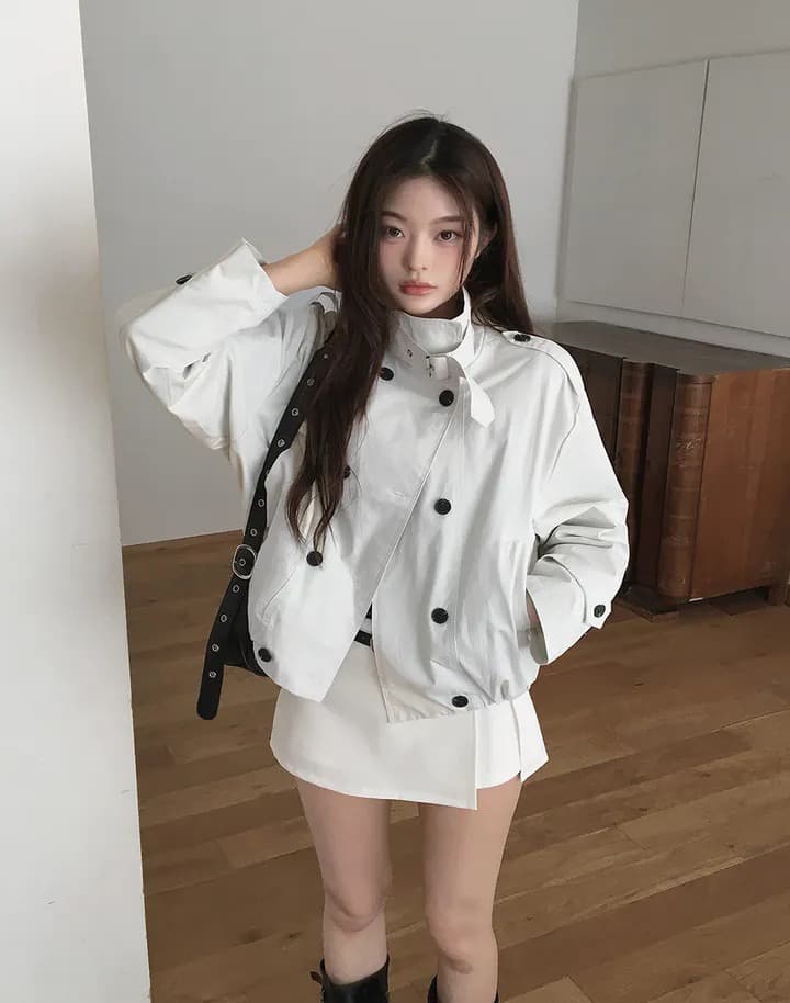 재고 있음 chic 한국 스타일 이중 버튼 재킷 상세 이미지 1
