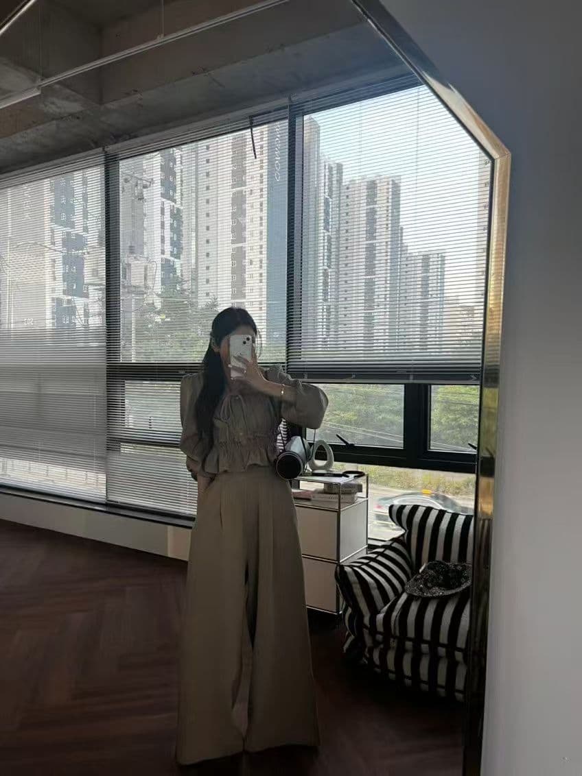 재고 있음 한 스타일 허리 수축 레이스업 캐주얼 세트 바지 상세 이미지 6