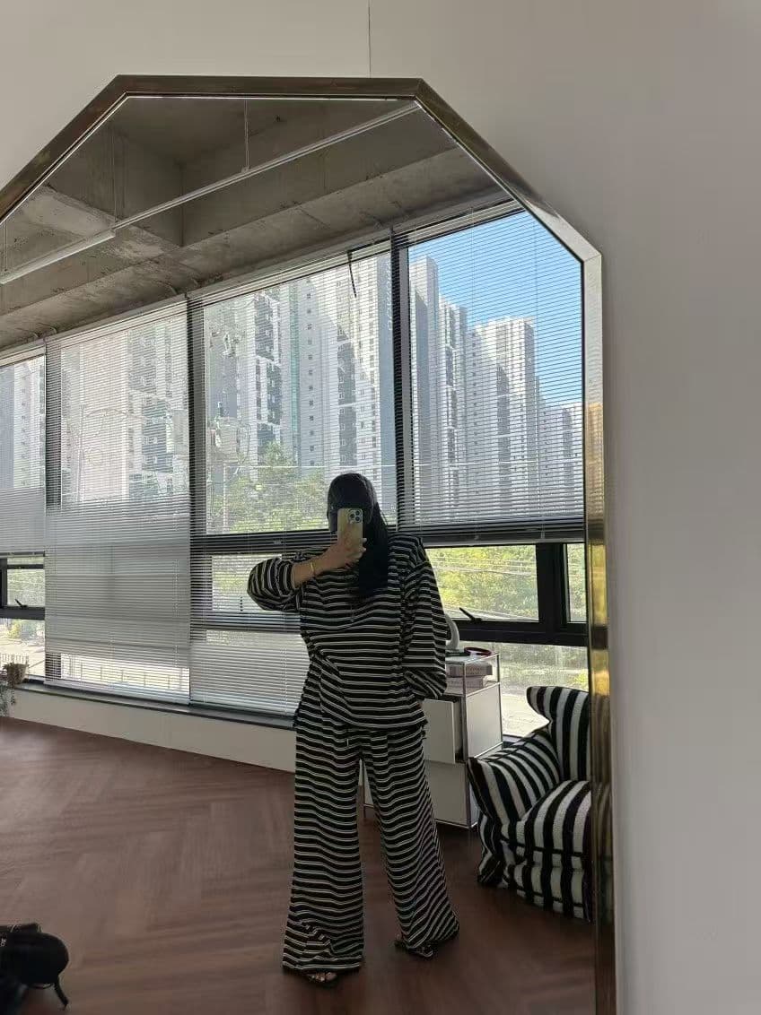 재고 있음 한 스타일 캐주얼 루즈핏 넓은 다리 세트 바지 상세 이미지 6
