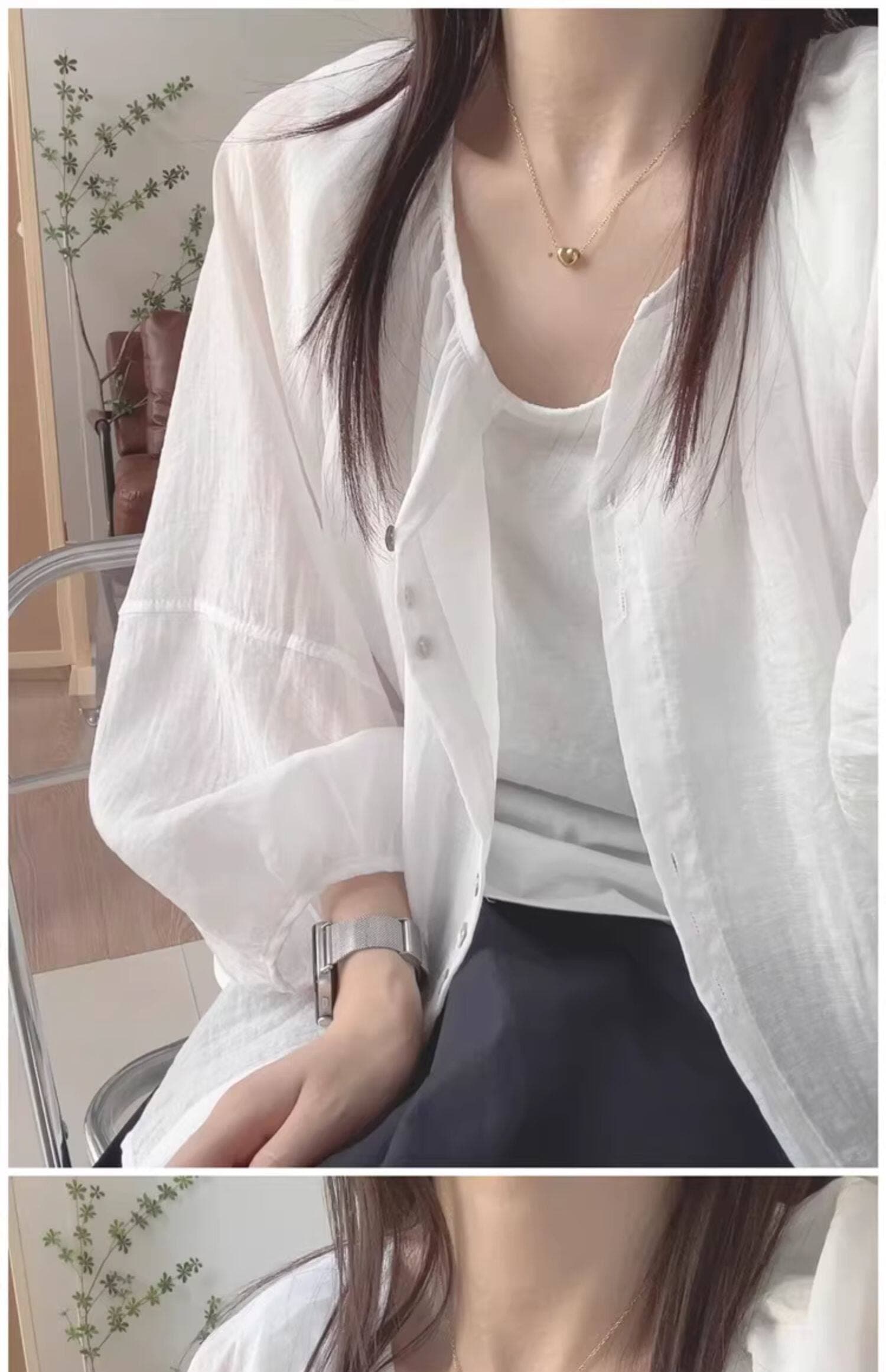 황색 아마 자외선 차단 의류 셔츠 여성 코트 여름 빛 럭셔리 얇은 스타일 고급 센스 긍정적 인 어깨 오픈 가디건 운남 봄 드레스 맨위 상세 이미지 5