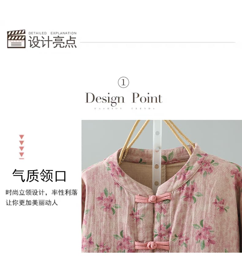 실사 레트로 단추 프린트 면 린넨 재킷 가을 새로운 루즈핏 캐주얼 다용도 스탠드 칼라 재킷 맨위 외부 가져 가라. 상세 이미지 4