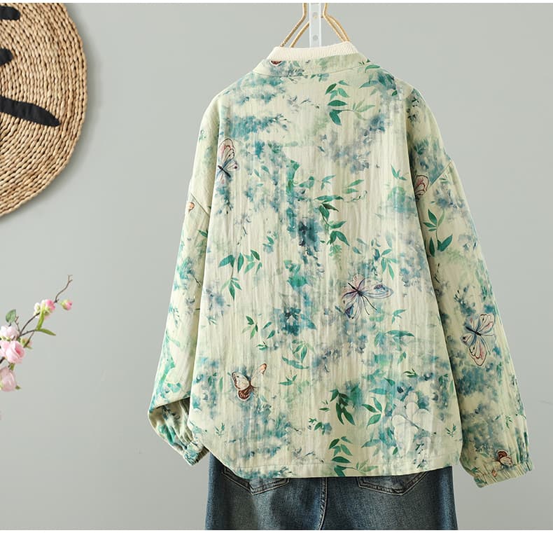 실사 레트로 단추 프린트 면 린넨 재킷 가을 겨울 새로운 루즈핏 캐주얼 다용도 스탠드 칼라 재킷 맨위 외부 가져 가라. 상세 이미지 11