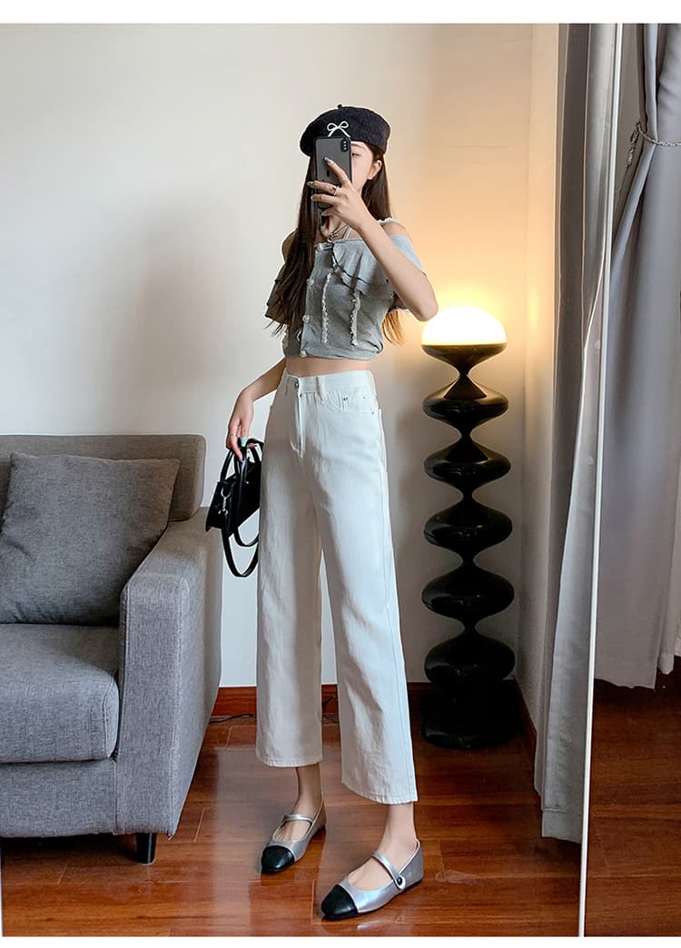 150cm 작은 키 8 점 청바지 여성 봄 여름 새로운 하이웨이스트 스트레이트 9 포인트 루즈핏 스트레이트 팬츠 145 xxs 상세 이미지 16