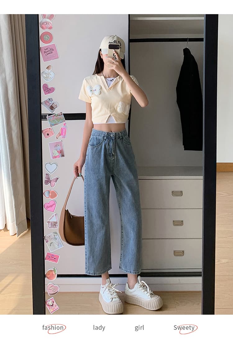 150cm 작은 키 8 점 청바지 여성 봄 여름 새로운 하이웨이스트 스트레이트 9 포인트 루즈핏 스트레이트 팬츠 145 xxs 상세 이미지 18