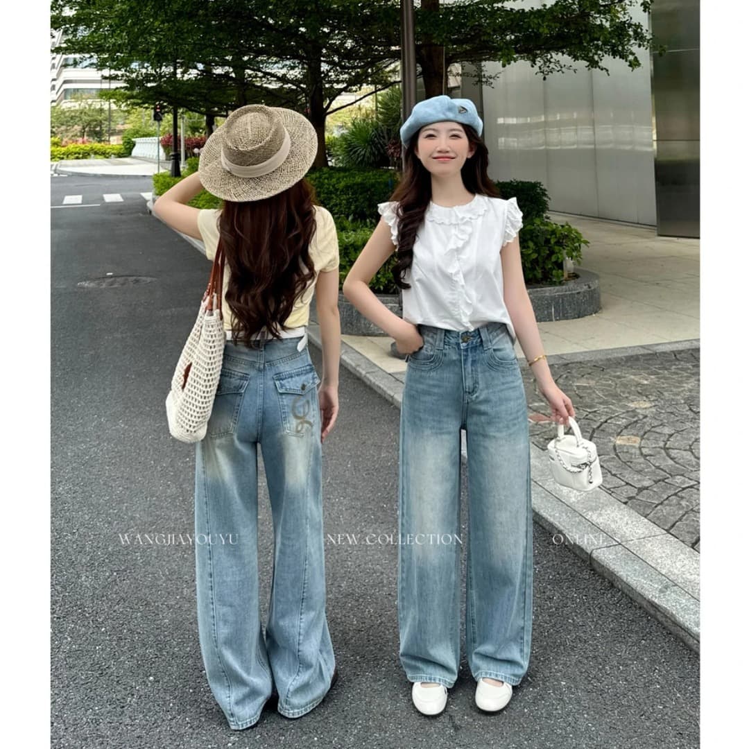 왕가 있음 물고기 다야오 작은 야오 작은 키 2026 여름 얇은 스타일 모통이 칼 와이드 레그 팬츠 여자 새로운 청바지 이미지 3