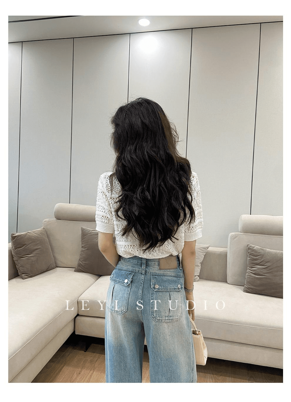 바다 소금 남자 가방 여름 밝은색 모통이 칼 청바지 여자 중 하이웨이스트 작은 키 와이드 레그 팬츠 어린이 슬림해 보이는 다용도 상세 이미지 1