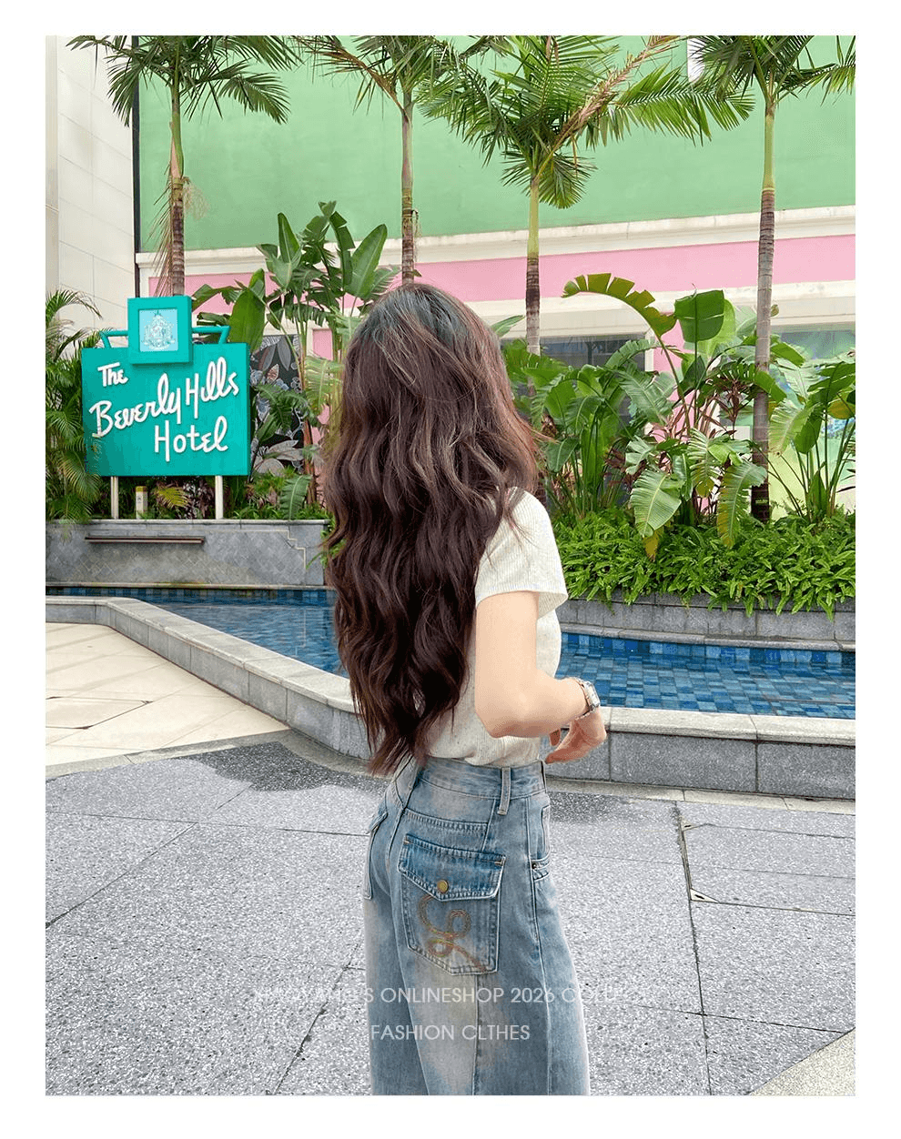 여름 작은 키 모통이 칼 넓은 다리 청바지 여자 자수 주머니 중 하이웨이스트 슬림해 보이는 디자인 센스 2026 새로운 상세 이미지 14