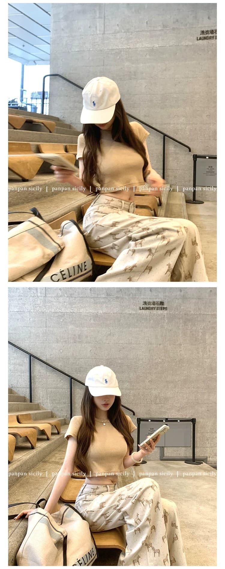 작은 키 레트로 느긋한 2026 봄 여름 말의 해 제한적 스트레이트 작은 말 프린트 루즈핏 스트레이트 청바지 여성 상세 이미지 5