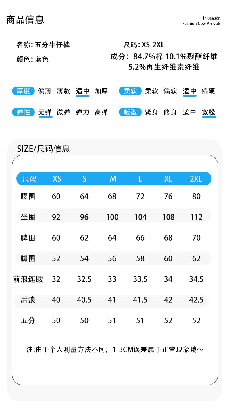 작은 키 여름 레트로 워싱 스트레이트 하이웨이스트 찢어진 부분 데님 반바지 여성 노스탤지어 블루 5 점 넓은 다리 중 반바지 상세 이미지 8