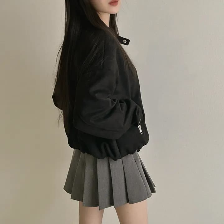 있음 선적 쇼트 스타일 스탠드 칼라 재킷 캐주얼 재킷 상세 이미지 12