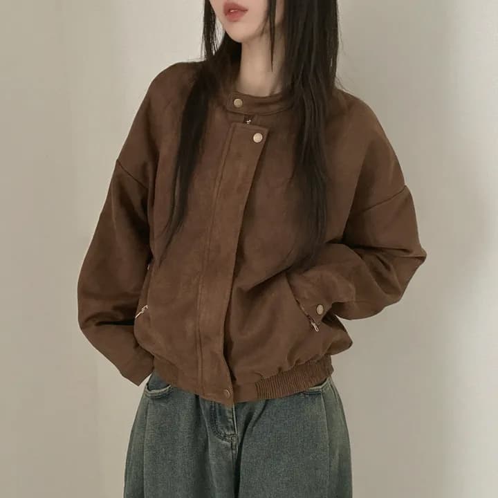 있음 선적 쇼트 스타일 스탠드 칼라 재킷 캐주얼 재킷