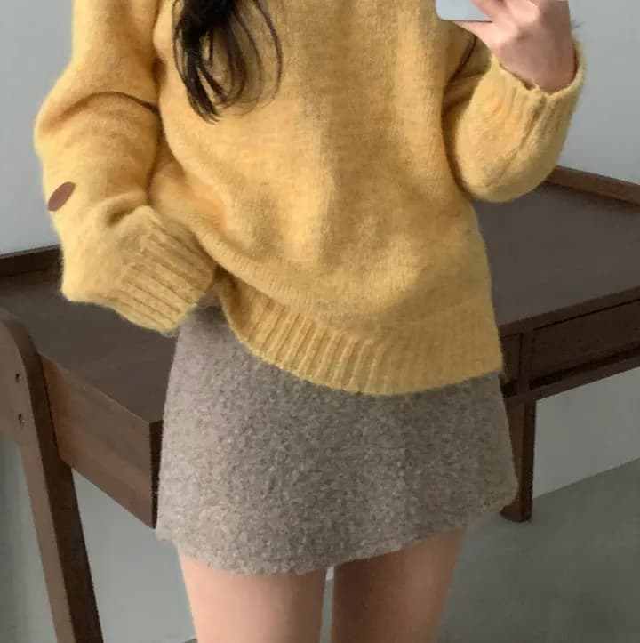 있음 선적 chic 개성 반 개방 라운드 넥 루즈핏 느긋한 스웨터 상세 이미지 9